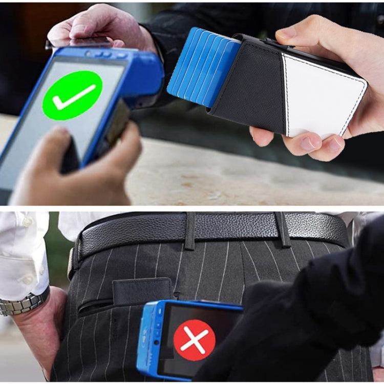 Baellerry RFID Anti-theft Aluminum Box Leather Wallet Side Push Contrasting Antimagnetic Card Holder(Green) - Antimagnetic RFID Package by Baellerry | Online Shopping South Africa | PMC TechLife | Buy Now Pay Later Mobicred