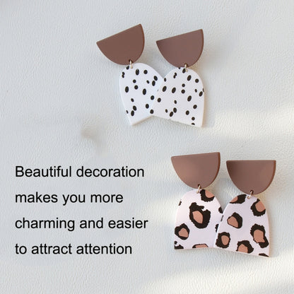 2pair Acrylic Clay Textured Painted Earrings(Black White Spot) - Stud Earrings & Earrings by PMC Jewellery | Online Shopping South Africa | PMC Jewellery