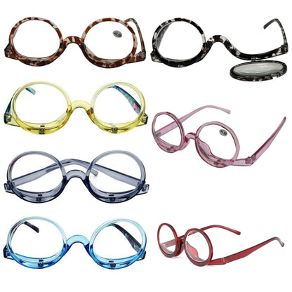 Makeup Magnifying Glass Presbyopic Glasses Flip Swivel Reading Glasses, Degree: +300(Blue Frame) - Presbyopic Glasses by PMC Jewellery | Online Shopping South Africa | PMC Jewellery