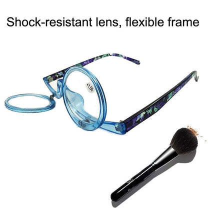 Makeup Magnifying Glass Presbyopic Glasses Flip Swivel Reading Glasses, Degree: +100(Blue Frame) - Presbyopic Glasses by PMC Jewellery | Online Shopping South Africa | PMC Jewellery