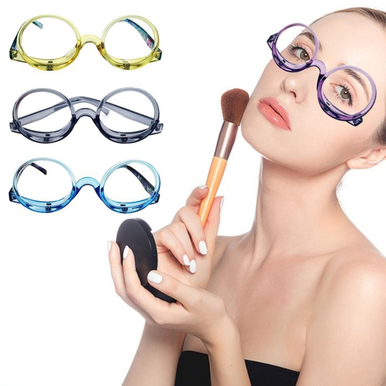 Makeup Magnifying Glass Presbyopic Glasses Flip Swivel Reading Glasses, Degree: +100(Blue Frame) - Presbyopic Glasses by PMC Jewellery | Online Shopping South Africa | PMC Jewellery