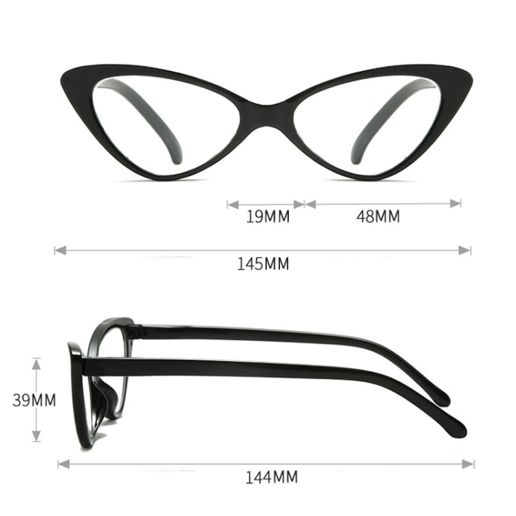 Street Stall Triangular Cat Eye Presbyopic Glasses, Degree: +350(Light Yellow) - Presbyopic Glasses by PMC Jewellery | Online Shopping South Africa | PMC Jewellery