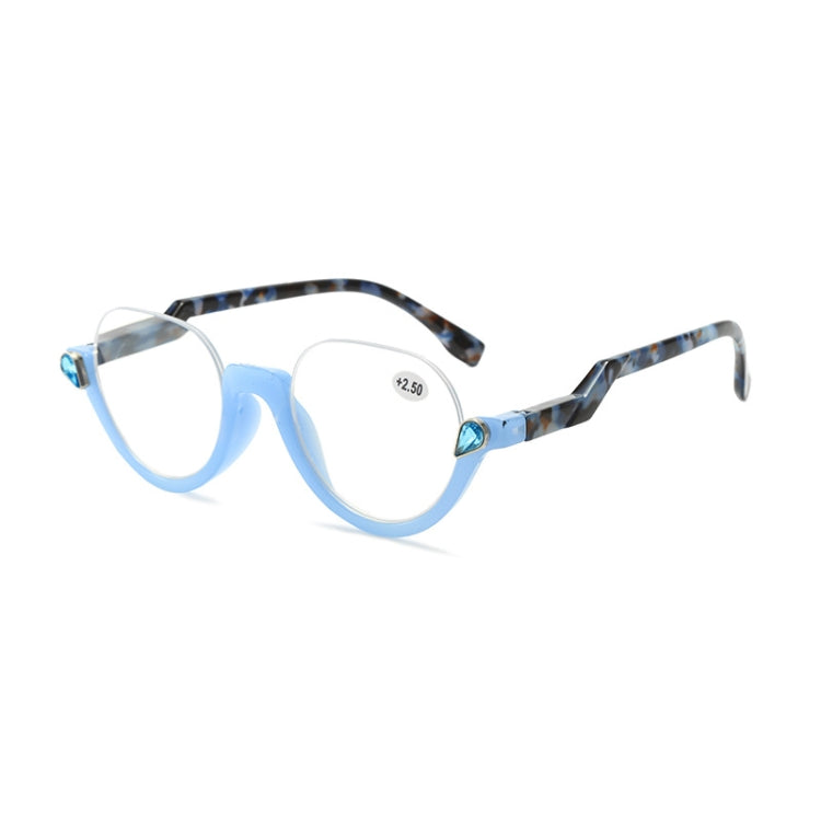 Diamond Studded Cat Eye Presbyopic Glasses Half-frame Fish-filament Glasses Unisex, Degree: +200(Light Blue) - Presbyopic Glasses by PMC Jewellery | Online Shopping South Africa | PMC Jewellery