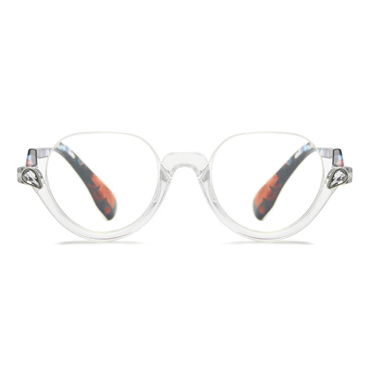 Diamond Studded Cat Eye Presbyopic Glasses Half-frame Fish-filament Glasses Unisex, Degree: +200(Transparent Flower Feet) - Presbyopic Glasses by PMC Jewellery | Online Shopping South Africa | PMC Jewellery