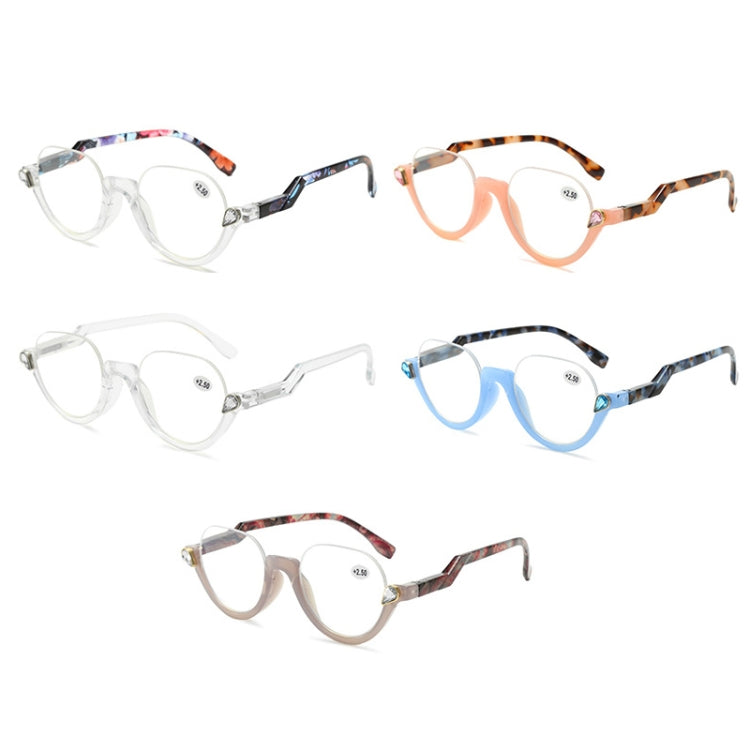 Diamond Studded Cat Eye Presbyopic Glasses Half-frame Fish-filament Glasses Unisex, Degree: +200(Light Blue) - Presbyopic Glasses by PMC Jewellery | Online Shopping South Africa | PMC Jewellery
