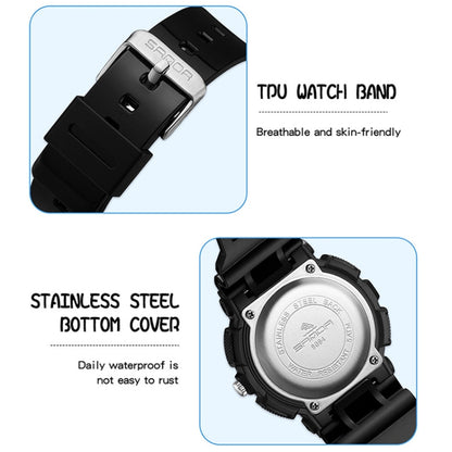 SANDA Small Fresh Digital All-match Waterproof Luminous Student Watch(Black Blue) - LED Digital Watches by SANDA | Online Shopping South Africa | PMC Jewellery