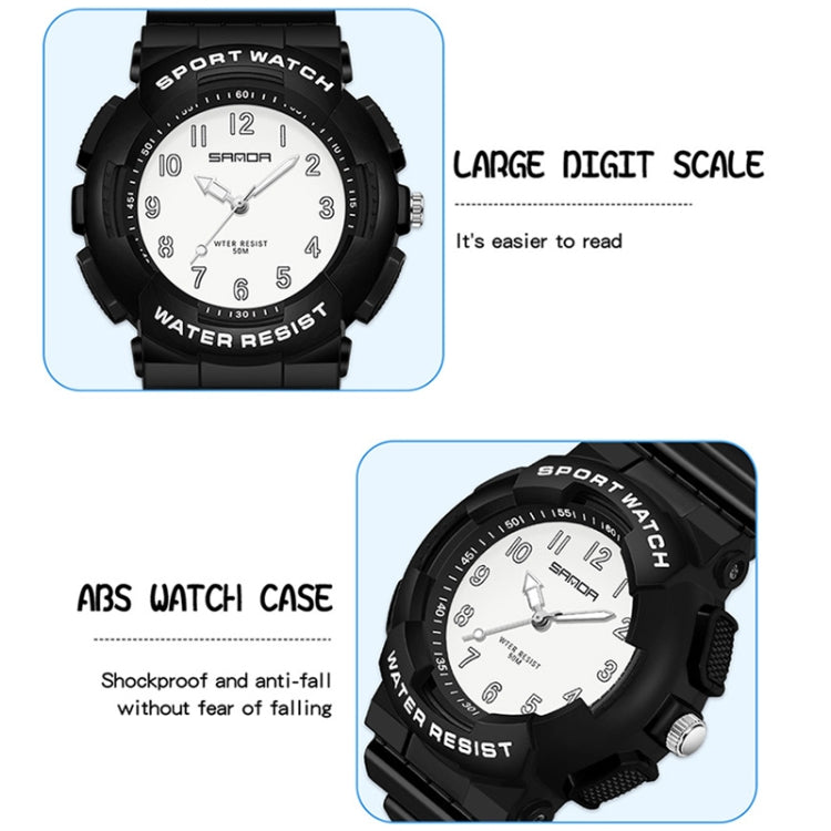 SANDA Small Fresh Digital All-match Waterproof Luminous Student Watch(Black Blue) - LED Digital Watches by SANDA | Online Shopping South Africa | PMC Jewellery