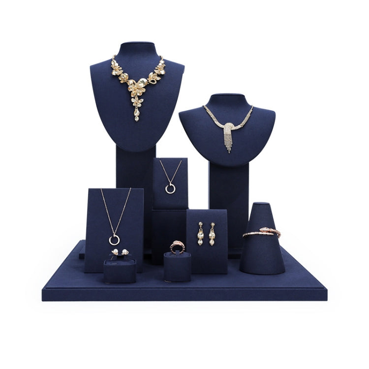 Jewelry Display Props Blue Microfiber Window Necklace Earring Ring Stand Set 1 - Jewelry Storages by PMC Jewellery | Online Shopping South Africa | PMC Jewellery