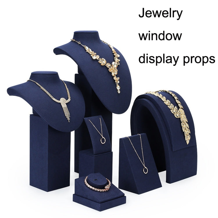 7x6x21cm Necklace Display Stand Jewelry Display Props Blue Microfiber Window Necklace Earring Ring Stand - Jewelry Storages by PMC Jewellery | Online Shopping South Africa | PMC Jewellery