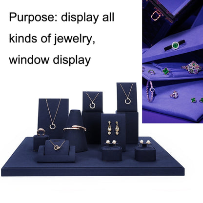 20x14x5.5cm 3-bit Necklace Holder Jewelry Display Props Blue Microfiber Window Necklace Earring Ring Stand - Jewelry Storages by PMC Jewellery | Online Shopping South Africa | PMC Jewellery