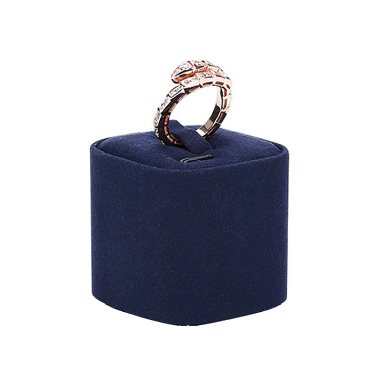 4.5x4.5x4cm Rectangular Ring Holder Jewelry Display Props Blue Microfiber Window Necklace Earring Ring Stand - Jewelry Storages by PMC Jewellery | Online Shopping South Africa | PMC Jewellery