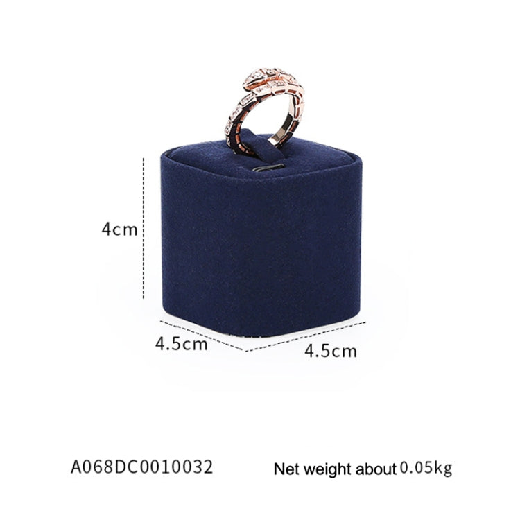 4.5x4.5x4cm Rectangular Ring Holder Jewelry Display Props Blue Microfiber Window Necklace Earring Ring Stand - Jewelry Storages by PMC Jewellery | Online Shopping South Africa | PMC Jewellery