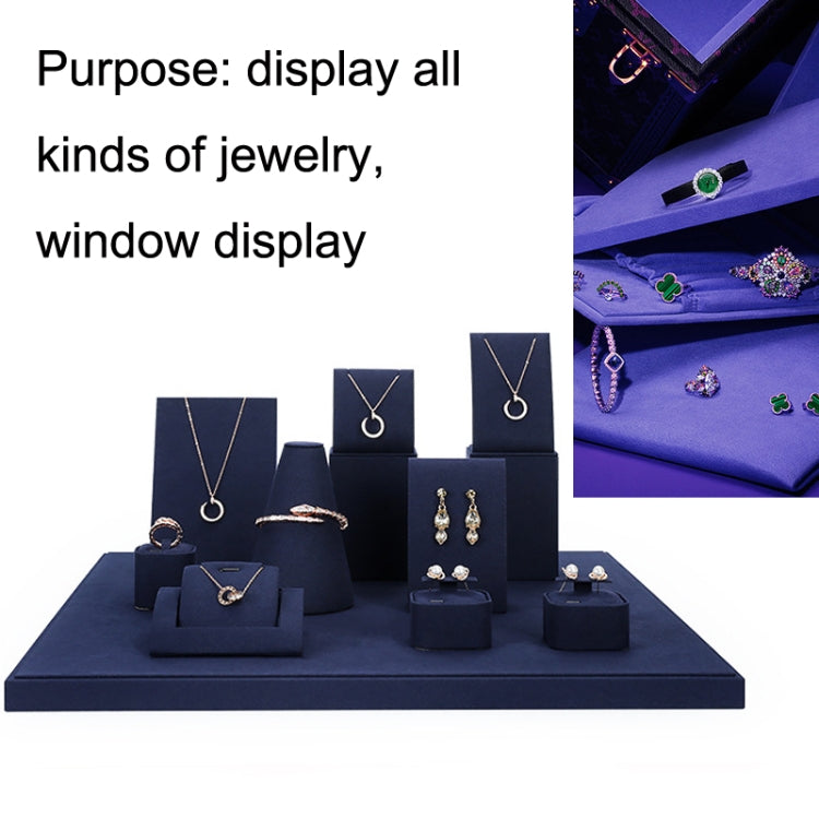 4.5x4.5x4cm Rectangular Ring Holder Jewelry Display Props Blue Microfiber Window Necklace Earring Ring Stand - Jewelry Storages by PMC Jewellery | Online Shopping South Africa | PMC Jewellery