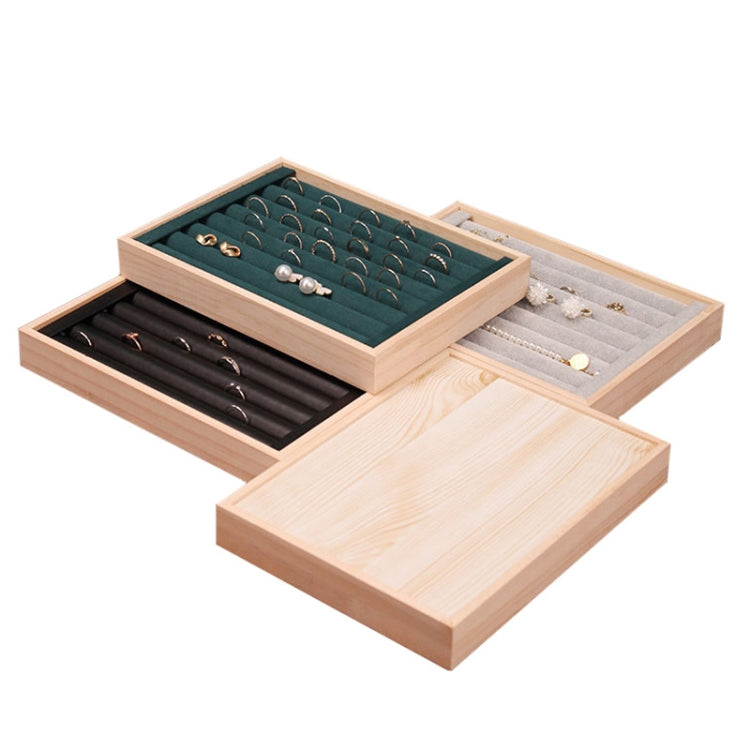 Solid Wooden Velvet Jewelry Display Tray Ring Earring Bracelet Storage And Organization Box, Specification: Small Ice Flower Velvet - Jewelry Storages by PMC Jewellery | Online Shopping South Africa | PMC Jewellery