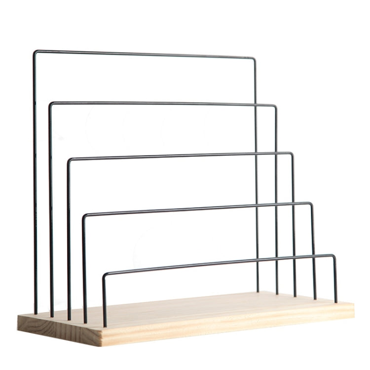 Wooden Base Iron Multi-Layer Earrings Storage Display Rack Can Hang Jewelry Display Shelf, Style: 5 Layers (Black) - Jewelry Storages by PMC Jewellery | Online Shopping South Africa | PMC Jewellery