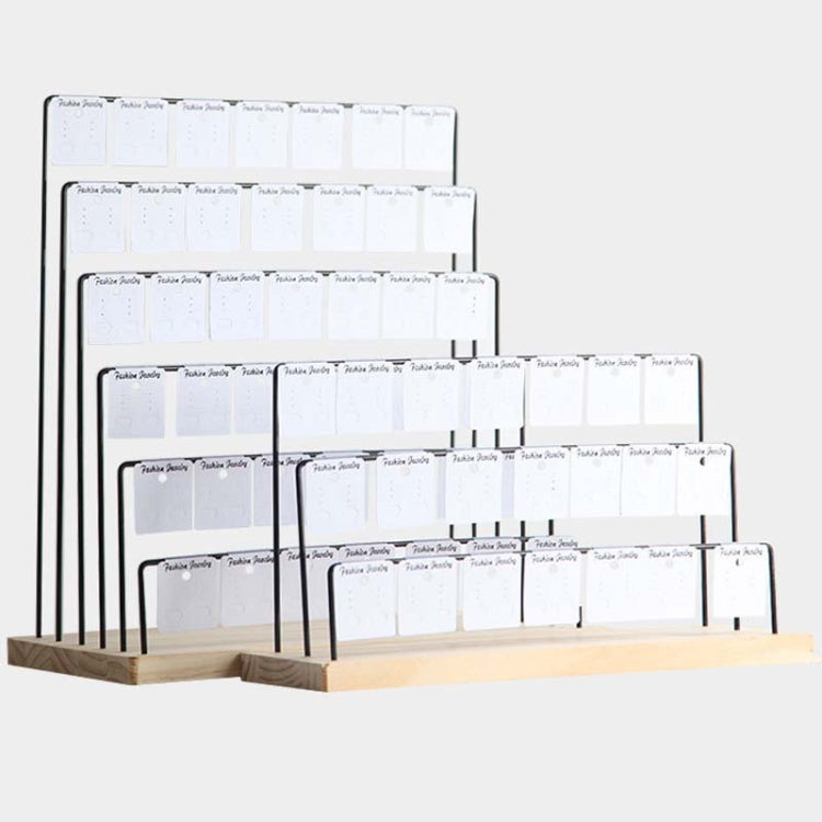 Wooden Base Iron Multi-Layer Earrings Storage Display Rack Can Hang Jewelry Display Shelf, Style: 3 Layers (White) - Jewelry Storages by PMC Jewellery | Online Shopping South Africa | PMC Jewellery