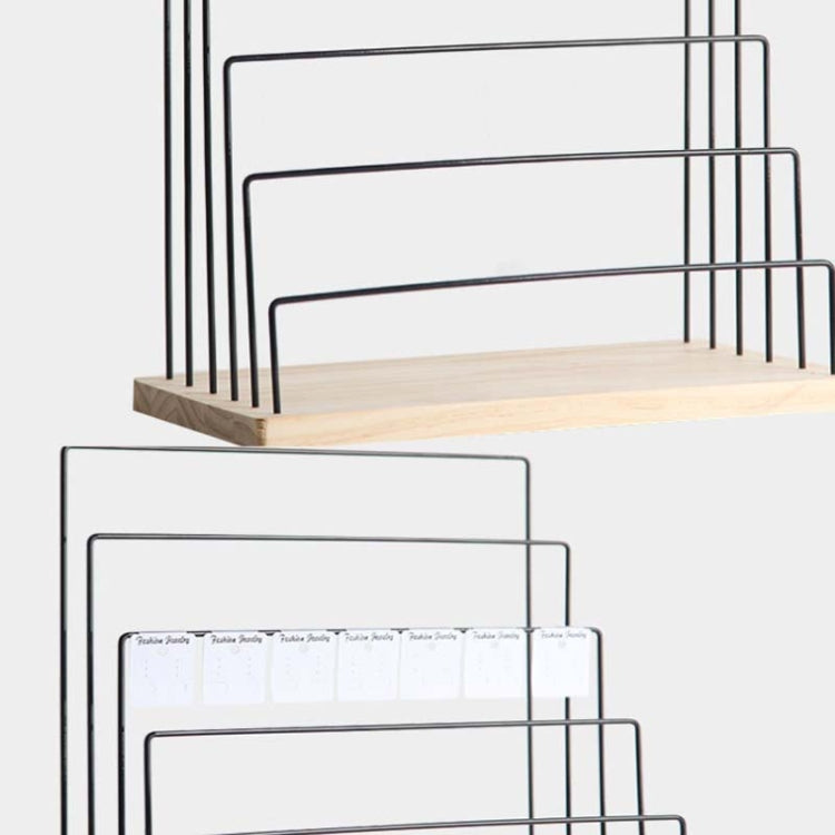 Wooden Base Iron Multi-Layer Earrings Storage Display Rack Can Hang Jewelry Display Shelf, Style: 3 Layers (Black) - Jewelry Storages by PMC Jewellery | Online Shopping South Africa | PMC Jewellery