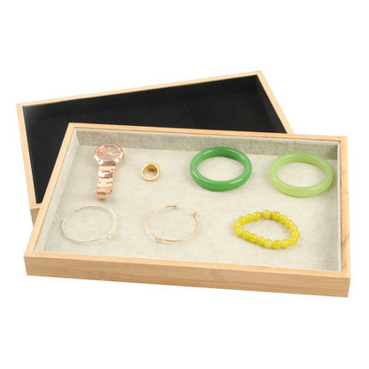 Bamboo Wood Velvet Multi-Functional Jewelry Display Tray Jewelry Storage Box Empty Tray, Style: Velvet (Black) - Jewelry Storages by PMC Jewellery | Online Shopping South Africa | PMC Jewellery