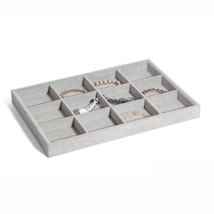 Suede Jewelry Storage Tray Necklace Pendant Bracelet Bangle Display Case, Size: 12 Grid(Grey) - Jewelry Storages by PMC Jewellery | Online Shopping South Africa | PMC Jewellery