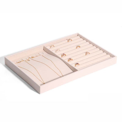 Suede Jewelry Storage Tray Necklace Pendant Bracelet Bangle Display Case, Size: Dual-use Tray(Beige) - Jewelry Storages by PMC Jewellery | Online Shopping South Africa | PMC Jewellery