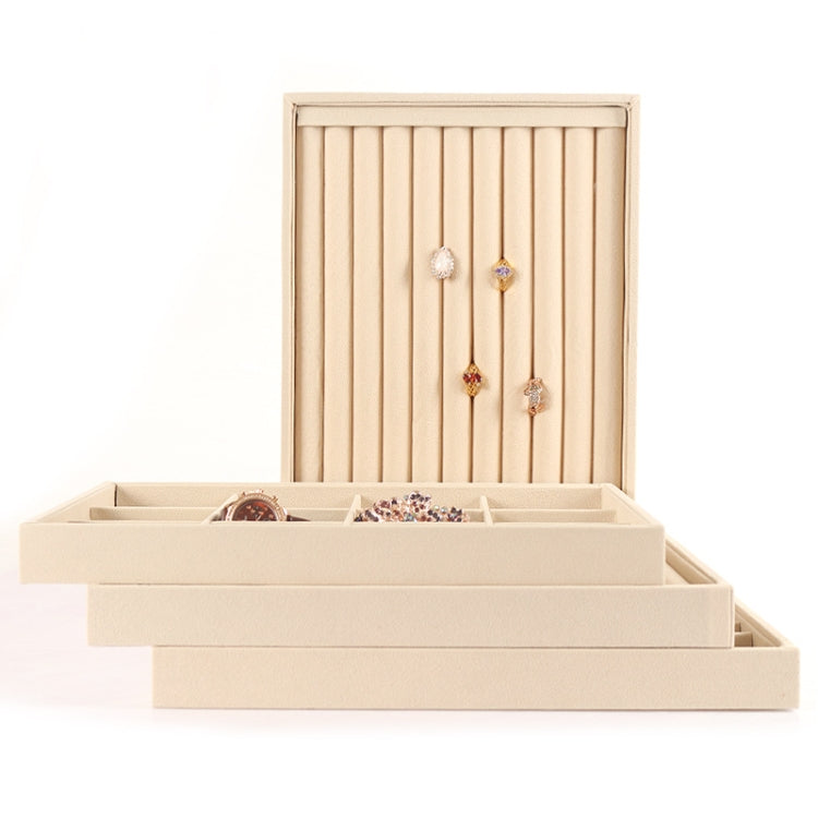 Suede Jewelry Storage Tray Necklace Pendant Bracelet Bangle Display Case, Size: 30 Grid(Beige) - Jewelry Storages by PMC Jewellery | Online Shopping South Africa | PMC Jewellery