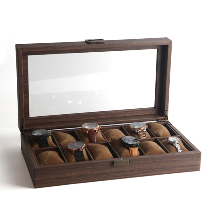 Wood Grain Leather Watch Display Box Watch Storage Case Jewelry Box, Style: 12 Digit Long - Watch Storages by PMC Jewellery | Online Shopping South Africa | PMC Jewellery