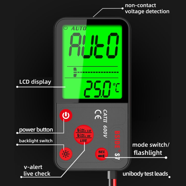 BSIDE ADMS7 Smart Thin Digital Multimeter Counts DC AC Voltmeter, Model: Standard Charging Model - Digital Multimeter by BSIDE | Online Shopping South Africa | PMC Jewellery | Buy Now Pay Later Mobicred