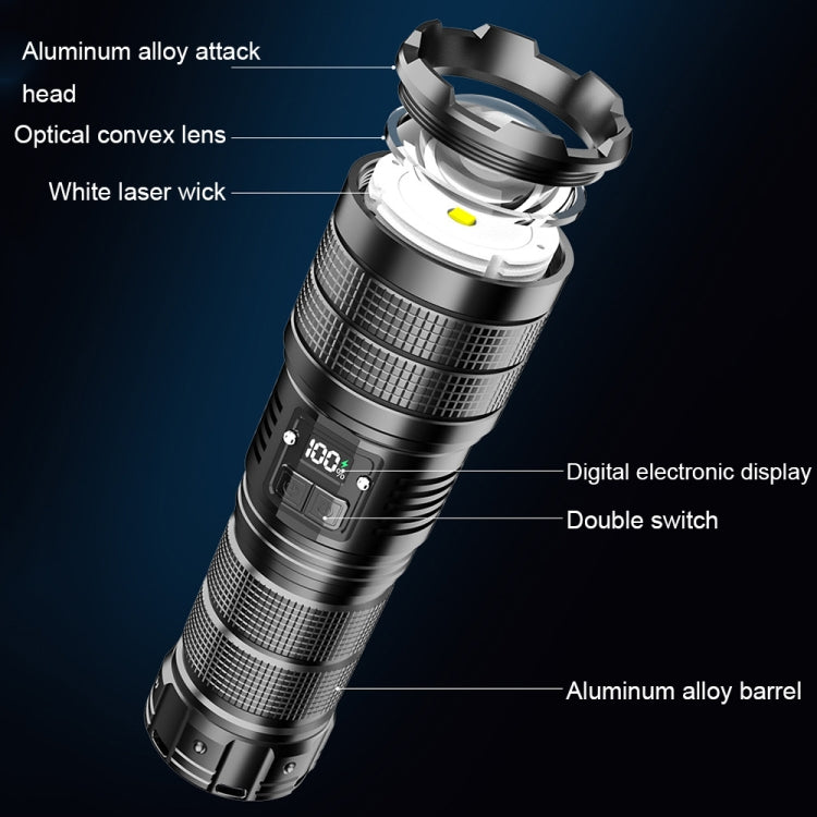 X9 Outdoor White Laser Digital Display Zoom Flashlight Long Range Lighting Flashlight(without Batteries) - free shipping - PMC TechLife - Order now!