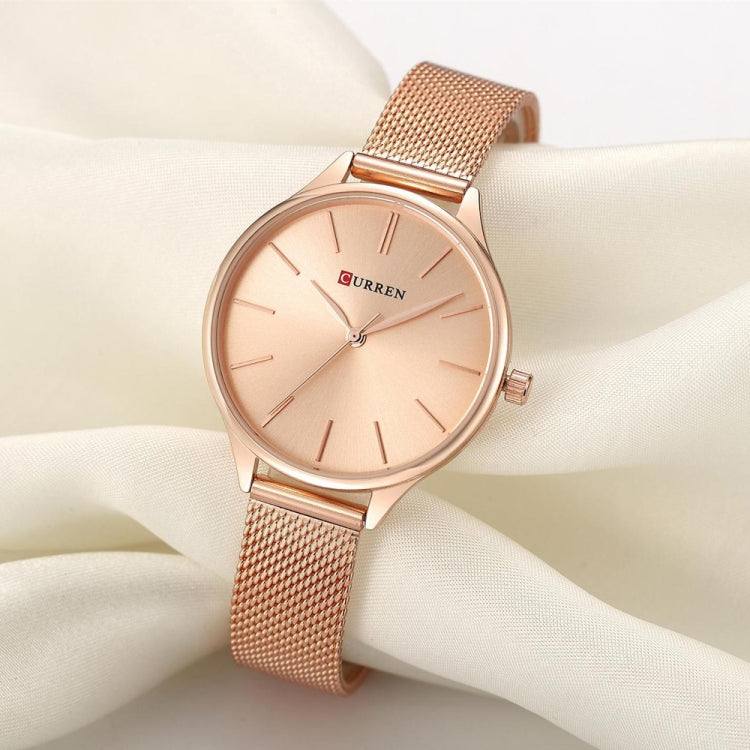 Curren 9024 Casual Steel Strap Waterproof Women Quartz Watch, Color: Gold Shell White Surface - Alloy Watches by Curren | Online Shopping South Africa | PMC Jewellery | Buy Now Pay Later Mobicred