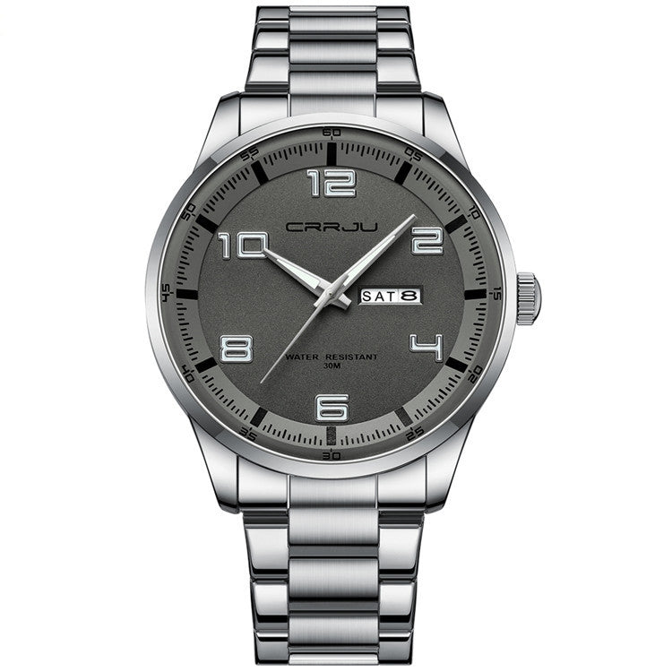 CRRJU 5005 Men Steel Strap Watch Simple Business Personalized Waterproof Watch With Calendar Display(Silver) - Metal Strap Watches by CRRJU | Online Shopping South Africa | PMC Jewellery | Buy Now Pay Later Mobicred