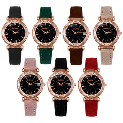 Gogoey Ladies Starry Sky Leather Belt Watch(Black) - Leather Strap Watches by Gogoey | Online Shopping South Africa | PMC Jewellery | Buy Now Pay Later Mobicred