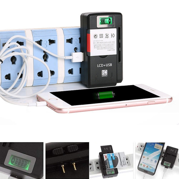 Universal Cell Phone Battery Charger with USB Output & LCD Display, US Plug - Battery Charger by PMC TechLife | Online Shopping South Africa | PMC TechLife