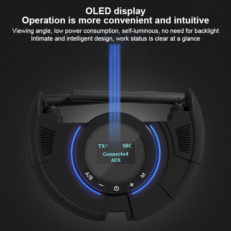 TX800 Optical Fiber Bluetooth 5.0 Transmitter Receiver Audio Adapter with Dual Antennas & OLED Display - Audio Receiver Transmitter by PMC Jewellery | Online Shopping South Africa | PMC Jewellery