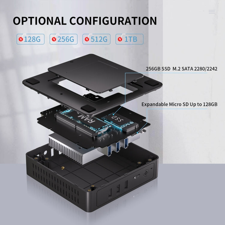 GMK KB3 Windows 11 / Linux System Mini PC, Intel Gemini Lake Refresh Processor J4125 Quad Core up to 2.7GHz, 8GB + 256GB, Support WiFi & Bluetooth, EU Plug - Windows Mini PCs by GMKtec | Online Shopping South Africa | PMC Jewellery