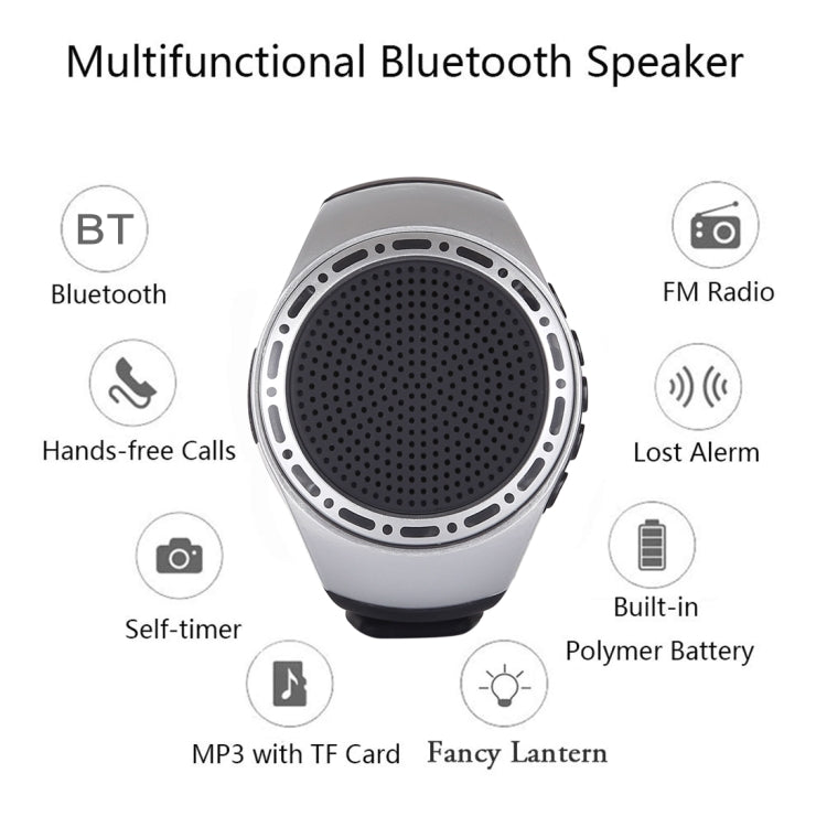 U6 Smart Wireless Bluetooth V3.0 + EDR Sport Music Watch Speaker, Support Hands-free Calls & FM Radio & TF Card(Silver) - Desktop Speaker by PMC Jewellery | Online Shopping South Africa | PMC Jewellery