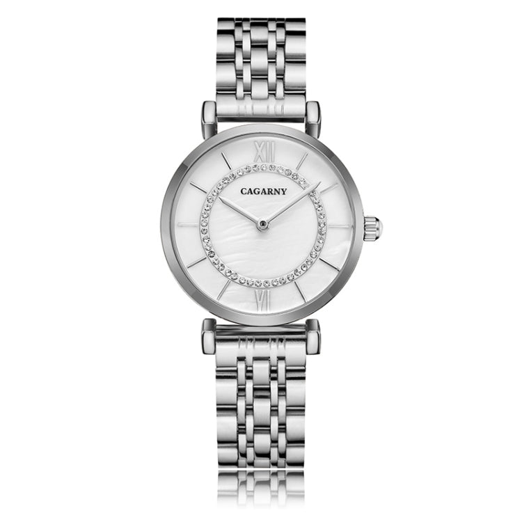 CAGARNY 6880 Fashion Life Waterproof White Background Silver Steel Band Quartz Watch - Metal Strap Watches by CAGARNY | Online Shopping South Africa | PMC Jewellery | Buy Now Pay Later Mobicred