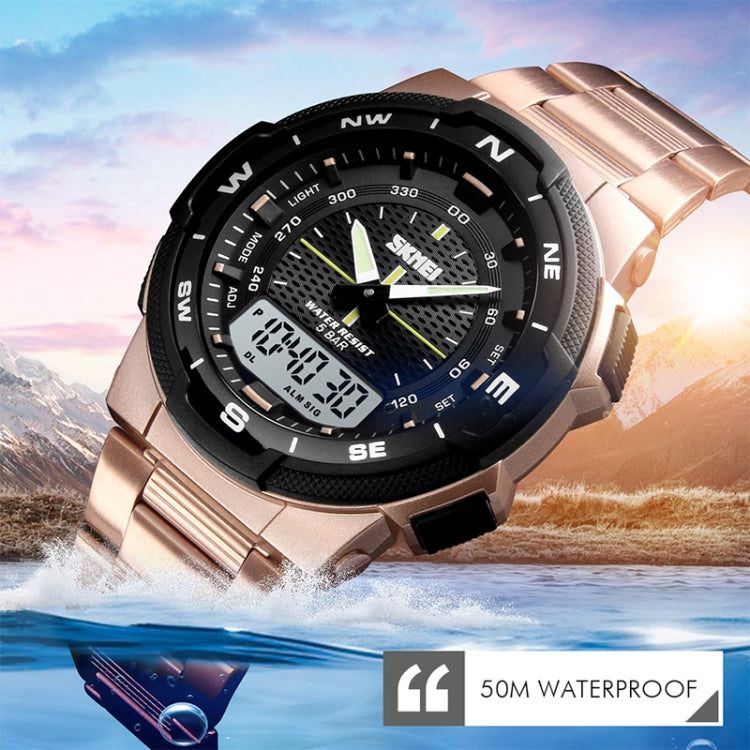 SKMEI 1370 Multifunctional Men Outdoor Sports Noctilucent Waterproof Stainless Steel Digital Wrist Watch (Silver) - Sport Watches by SKMEI | Online Shopping South Africa | PMC Jewellery