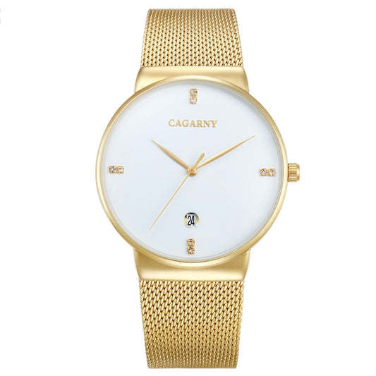 CAGARNY 6817 Living Waterproof Round Dial Quartz Movement Alloy Case Fashion Watch Quartz Watches with Steel Band(White) - Metal Strap Watches by CAGARNY | Online Shopping South Africa | PMC Jewellery | Buy Now Pay Later Mobicred