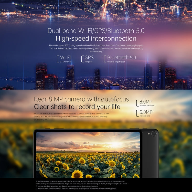 ALLDOCUBE iPlay 40H T1020H 4G Call Tablet, 10.4 inch, 8GB+128GB, Android 10 UNISOC Tiger T618 Octa Core 2.0GHz, Support GPS & Bluetooth & Dual Band WiFi & Dual SIM(Black) - ALLDOCUBE by ALLDOCUBE | Online Shopping South Africa | PMC Jewellery | Buy Now Pay Later Mobicred