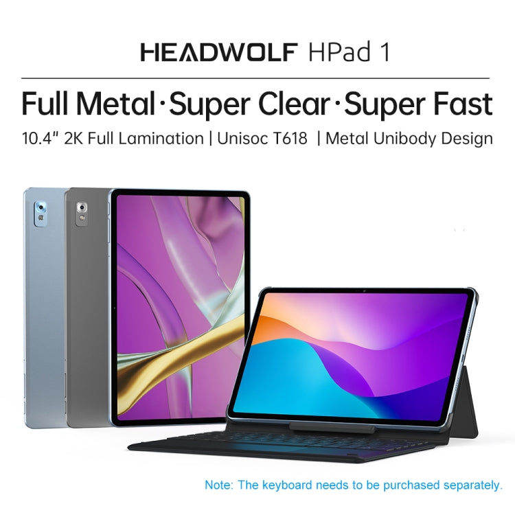 HEADWOLF Hpad1 4G LTE, 10.4 inch, 8GB+128GB, Android 11 Unisoc T618 Octa Core up to 2.0GHz, Support Dual SIM & WiFi & Bluetooth, Global Version with Google Play, US Plug(Grey) - Other by HEADWOLF | Online Shopping South Africa | PMC Jewellery | Buy Now Pay Later Mobicred