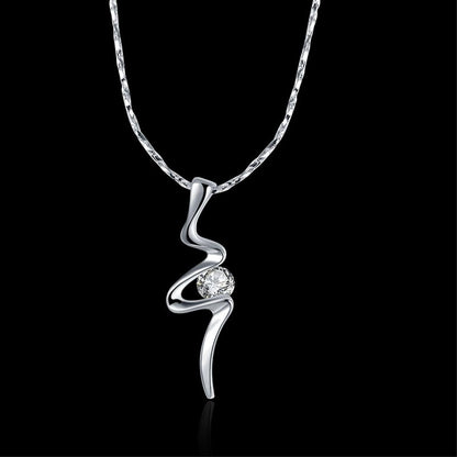 Italian Design Bolt from Heaven Necklace in 18K White Gold Plated with Austrian Crystals